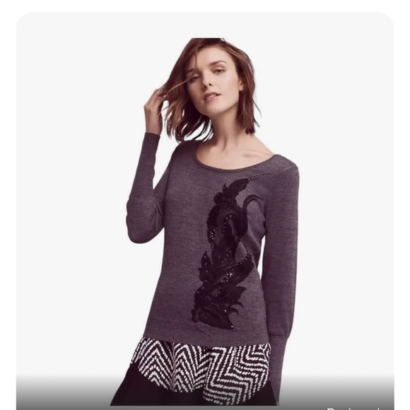 Angels of the North gray sweater with black appliqué size small like new - Picture 3 of 3